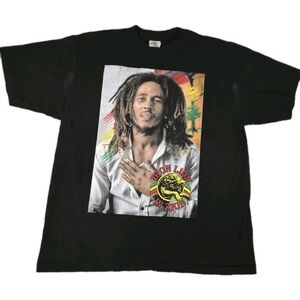 Bob Marley Shaka Wear Men's 2XL Black T-Shirt Iron Lion In Zion Double-Sided